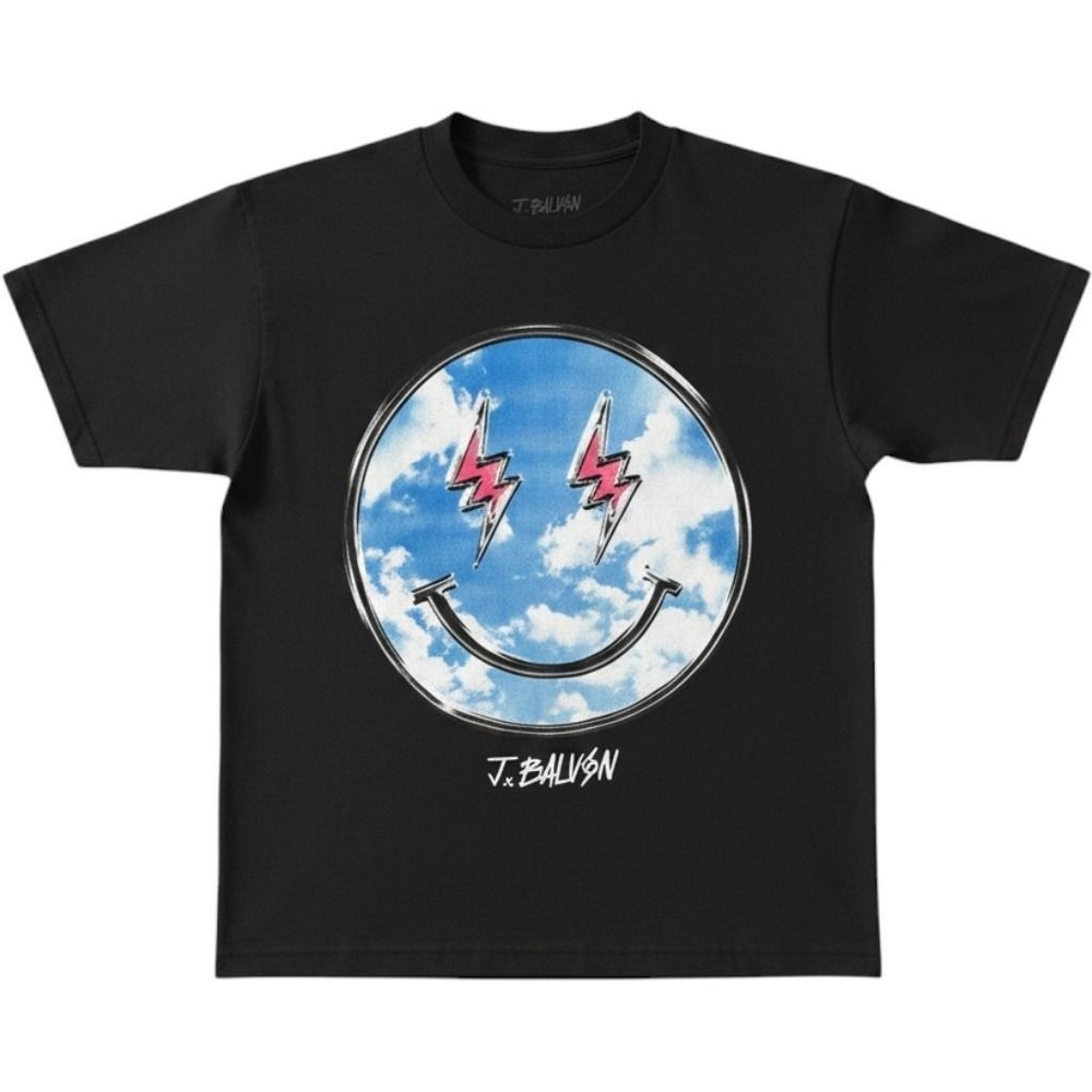 J Balvin Jose Tour 2022 Black Graphic T-Shirt Mens Small Smiley Face Concert Tee